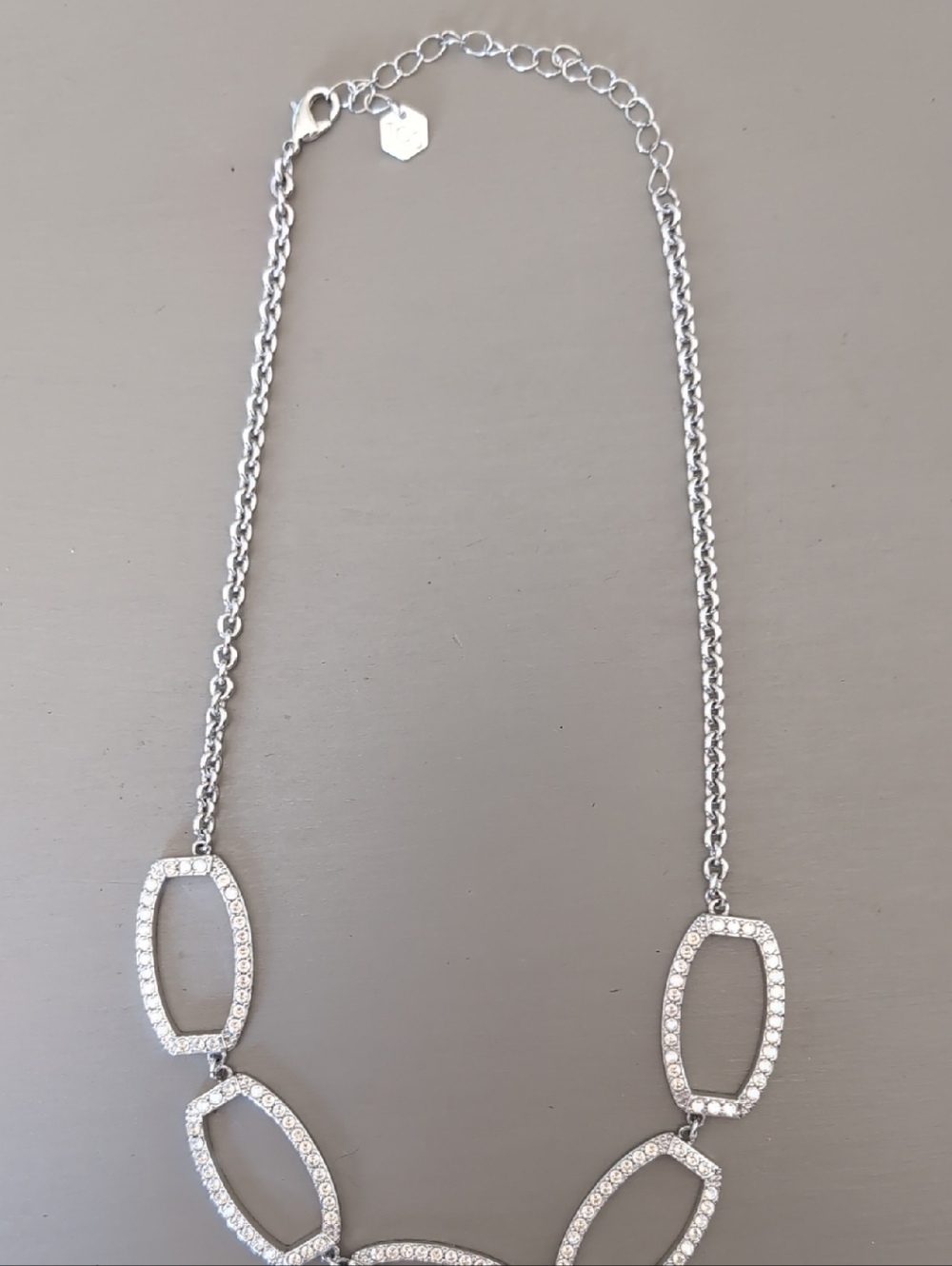 TOUCHSTONE Silver Crystal Link Necklace - Women Jewelry